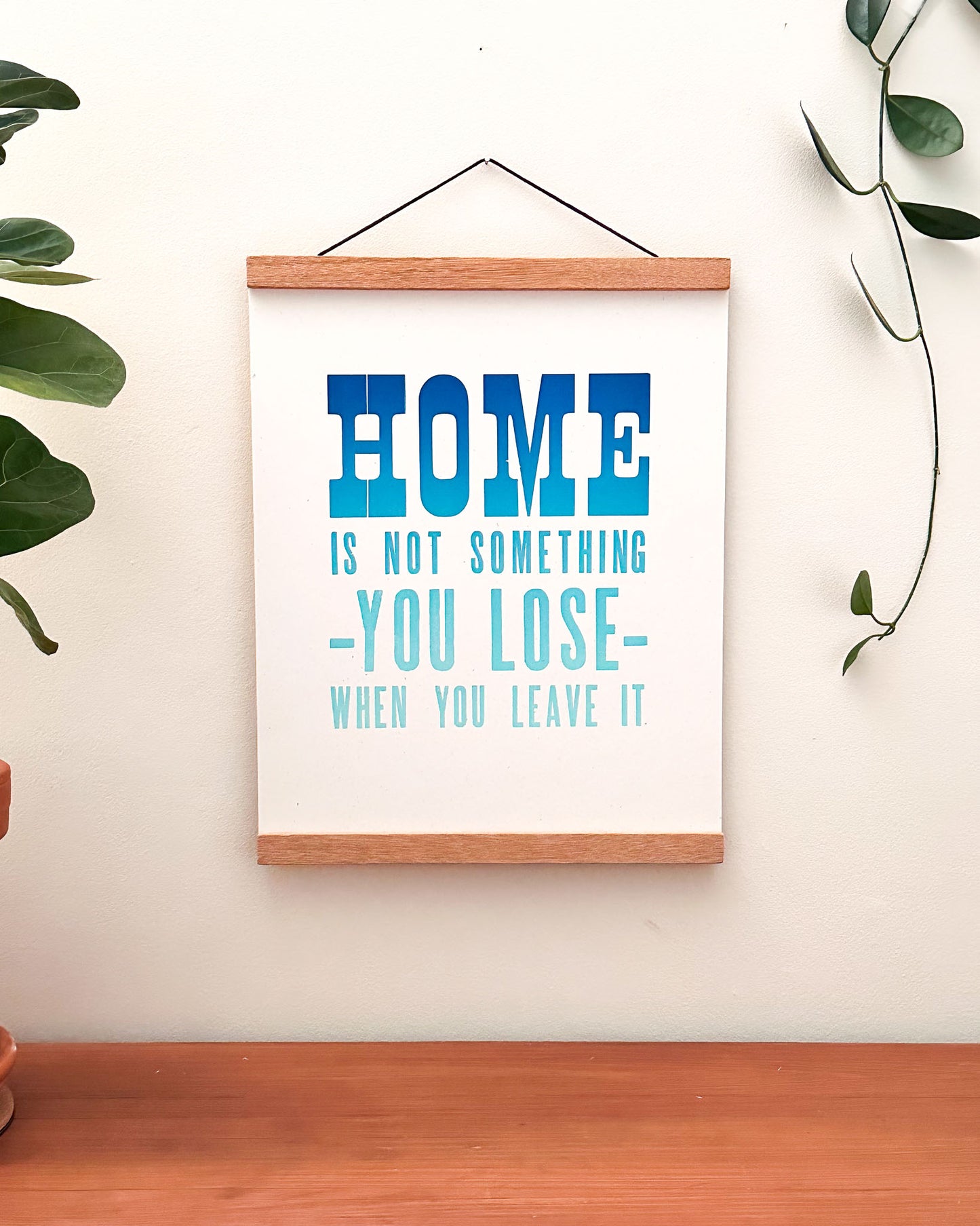 Home 11x14 Letterpress Print - Teal to Blue Rainbow Roll