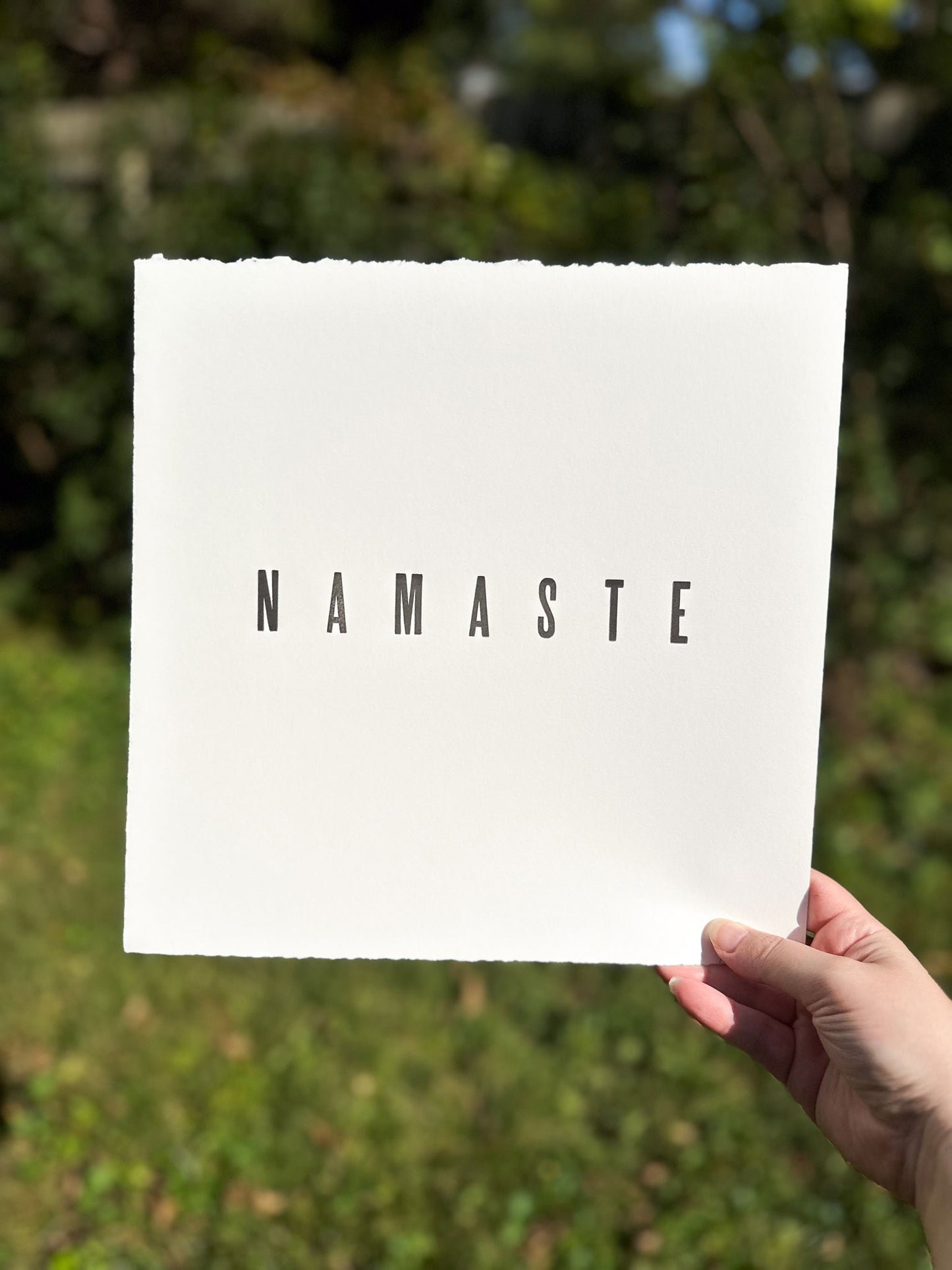 Namaste 11x11 Letterpress Print with Deckled Edge